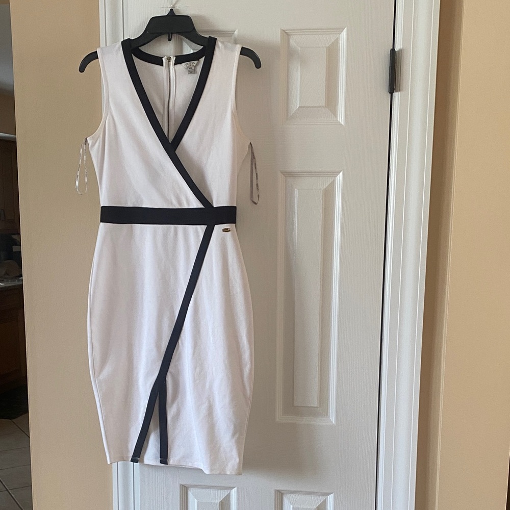 Guess White and Black Midi Dress